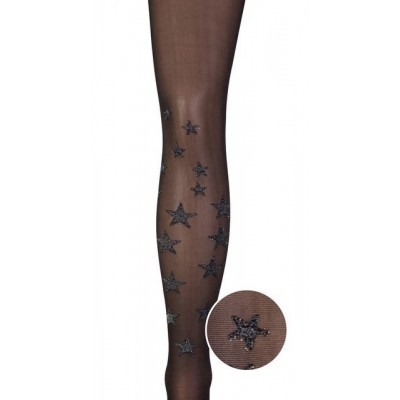 Marianne feest panty luxury zwart met zilveren sterren art.30010 Marianne feest panty luxury zwart met zilveren sterren art.30010