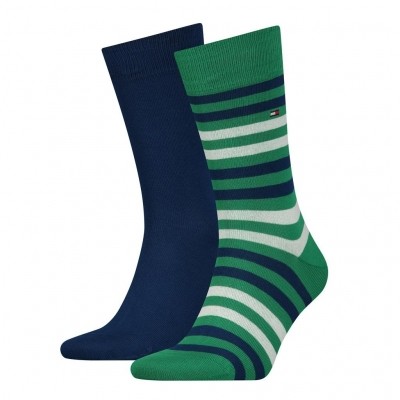 Tommy Hilfiger 2 pack heren sokken 472001001 014 green/white Tommy Hilfiger 2 pack heren sokken 472001001 014 green/white