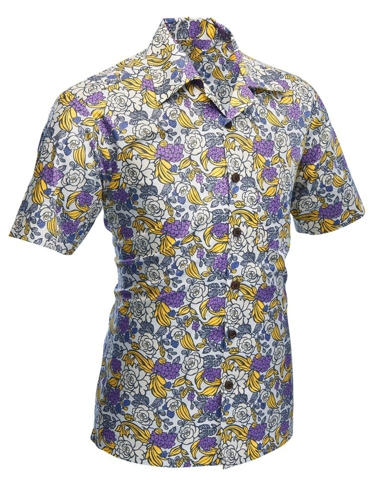 Overhemd korte mouw Surfer Flowers creme Overhemd korte mouw Surfer Flowers creme